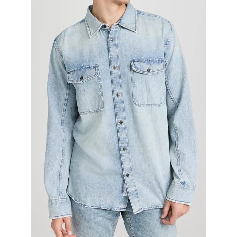 Rag & Bone Shirt Jacket Mens Small Light Wash Denim Engineered Lightweight $258